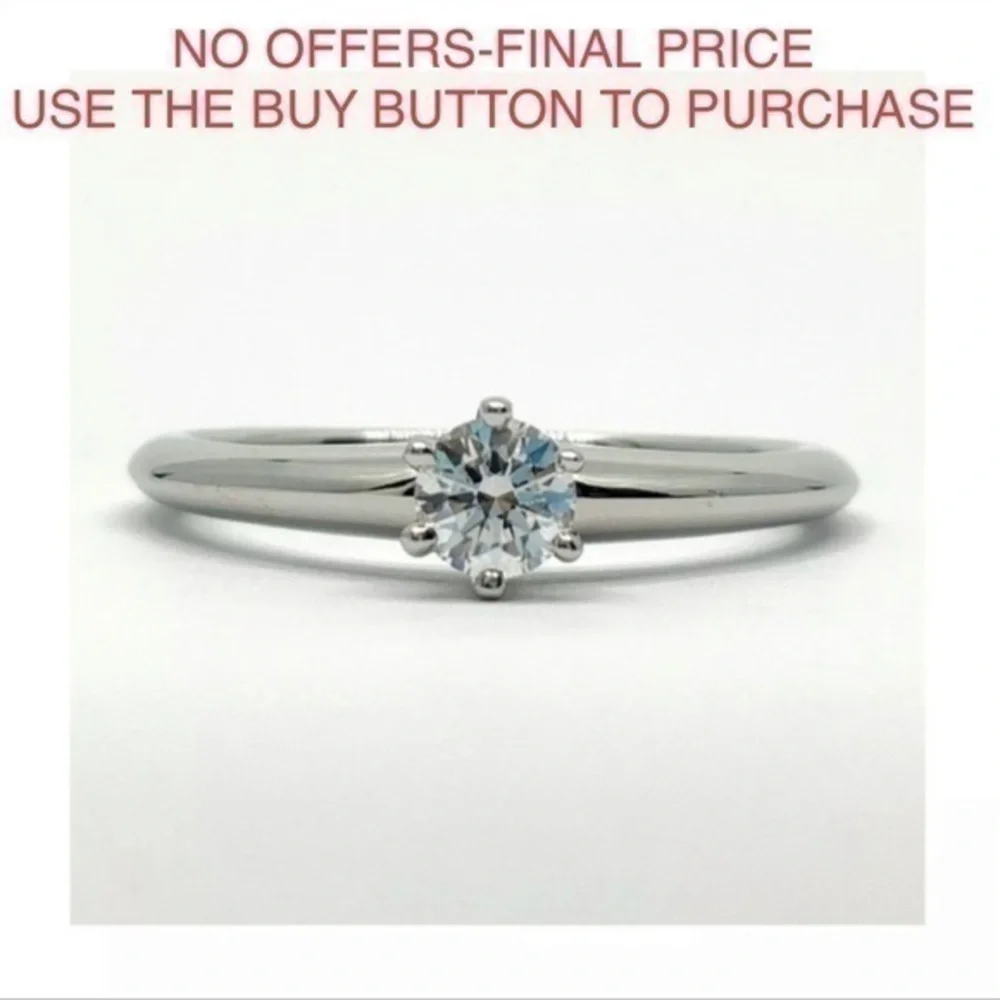 Tiffany & Co .20ct Solitaire Diamond Platinum Ring